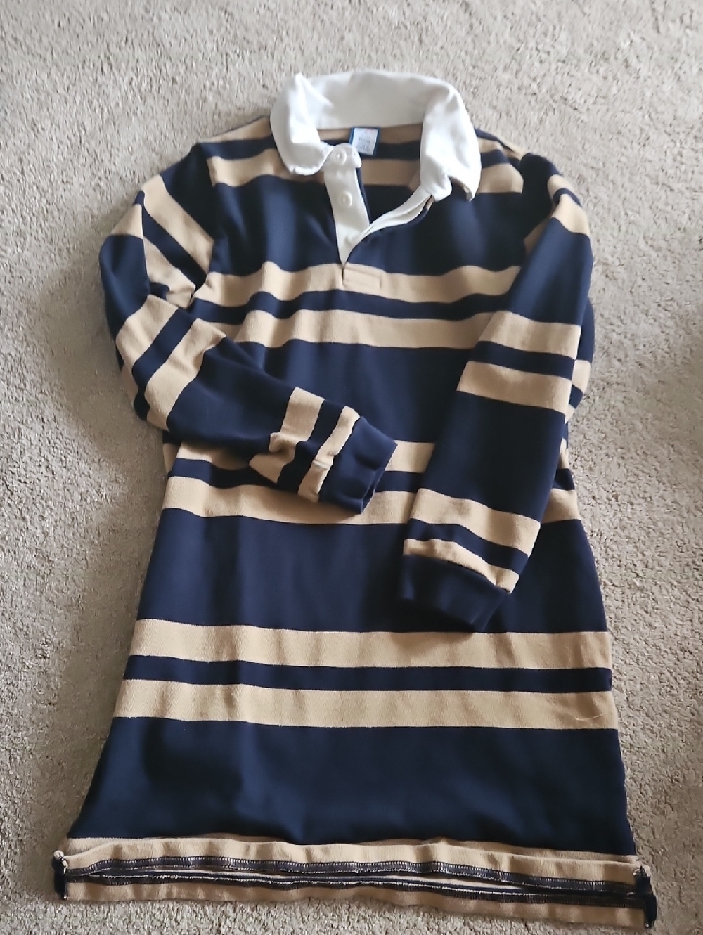 Old Navy Rugby Dress, Size 8, Navy and tan stripe